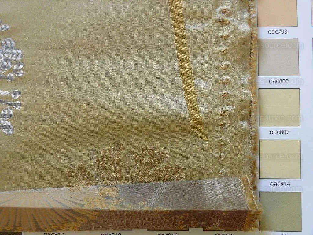 Bty Stunner!100%silk Lampas Satin Mod Branch Tree"flax" Beige