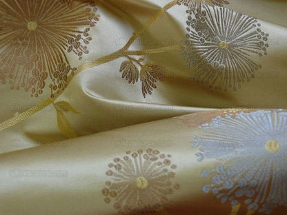 Bty Stunner!100%silk Lampas Satin Mod Branch Tree"flax" Beige