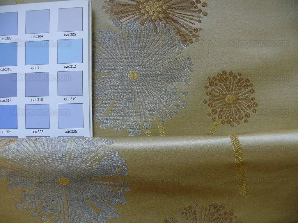 Bty Stunner!100%silk Lampas Satin Mod Branch Tree"flax" Beige