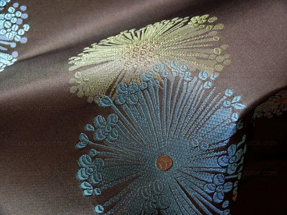 Bty Stunner!100%silk Lampas Satin Mod Branch Tree"sumatra" Brown Blue Green