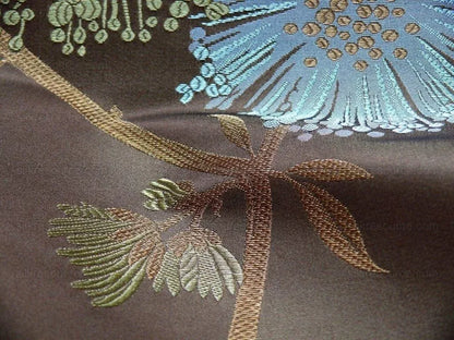 Bty Stunner!100%silk Lampas Satin Mod Branch Tree"sumatra" Brown Blue Green