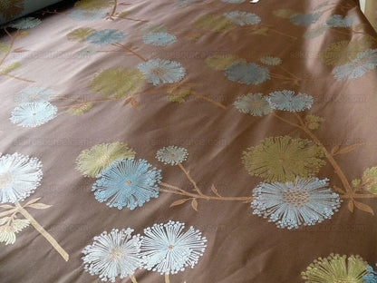 Bty Stunner!100%silk Lampas Satin Mod Branch Tree"sumatra" Brown Blue Green