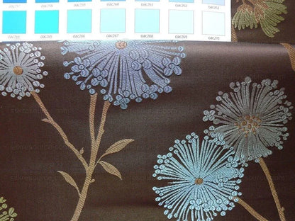 Bty Stunner!100%silk Lampas Satin Mod Branch Tree"sumatra" Brown Blue Green