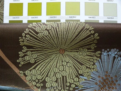 Bty Stunner!100%silk Lampas Satin Mod Branch Tree"sumatra" Brown Blue Green