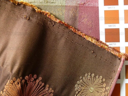 Bty Stunner!100%silk Lampas Satin Mod Branch Tree"tuscany" Brown Green Orange Pink