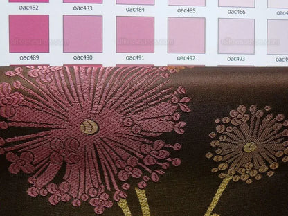 Bty Stunner!100%silk Lampas Satin Mod Branch Tree"tuscany" Brown Green Orange Pink