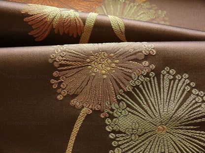 Bty Stunner!100%silk Lampas Satin Mod Branch Tree"tuscany" Brown Green Orange Pink