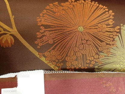 Bty Stunner!100%silk Lampas Satin Mod Branch Tree"tuscany" Brown Green Orange Pink