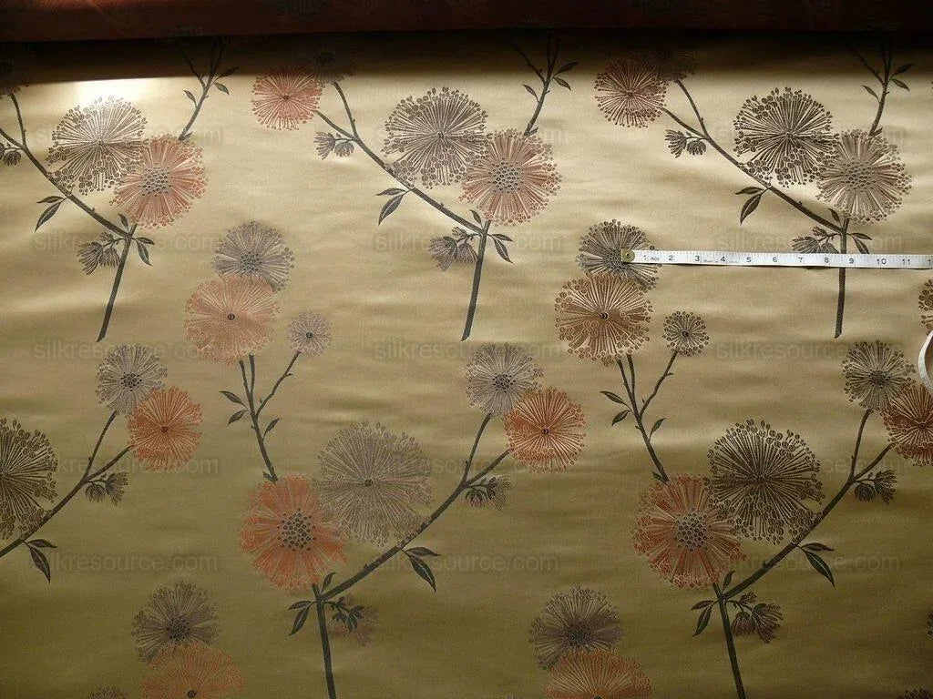 Stunner! 100%silk Lampas Satin Mod Branch Tree "Clay"