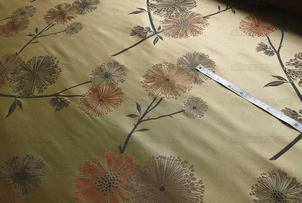 Stunner! 100%silk Lampas Satin Mod Branch Tree "Clay"