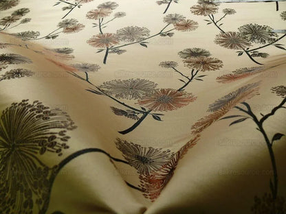 Stunner! 100%silk Lampas Satin Mod Branch Tree "Clay"