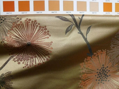 Stunner! 100%silk Lampas Satin Mod Branch Tree "Clay"