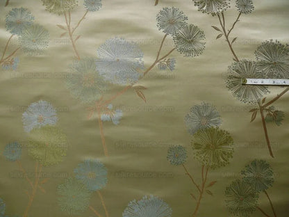 Stunner!100%silk Lampas Satin Mod Branch Tree"echo" Blue Gold Bty