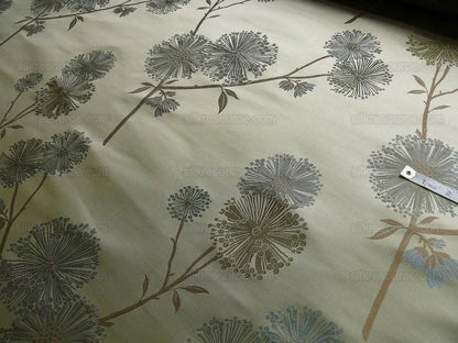 Stunner!100%silk Lampas Satin Mod Branch Tree"echo" Blue Gold Bty