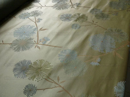 Stunner!100%silk Lampas Satin Mod Branch Tree"echo" Blue Gold Bty