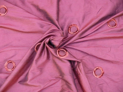 Kravet 100%silk Dupioni Chenille Embroidery Red "moon" Circle