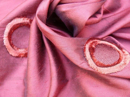 Kravet 100%silk Dupioni Chenille Embroidery Red "moon" Circle