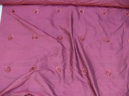 Kravet 100%silk Dupioni Chenille Embroidery Red "moon" Circle