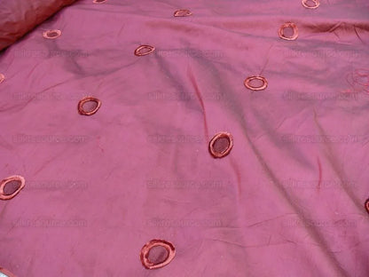 Kravet 100%silk Dupioni Chenille Embroidery Red "moon" Circle