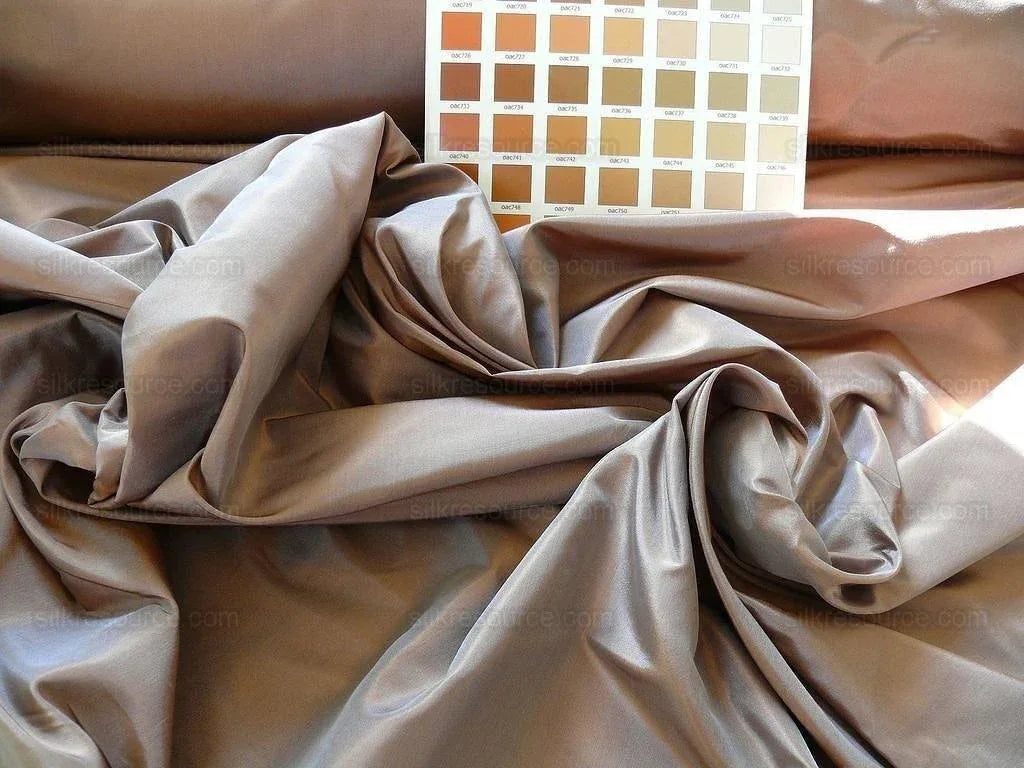 BY YD High End Designer 100% Silk Taffeta Raisin Dark Brown Frosty 56”wide T2