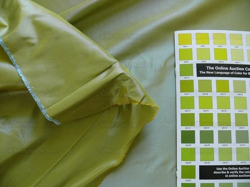 High End Ceylon 100% silk Taffeta Jade Green With Gold Shot Tropical Lush Jungle MSRP USD 275/yard By Yd
