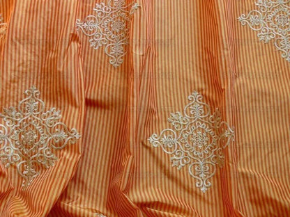 Highland Court 100%silk Taffeta Embroidery Orange Saffron