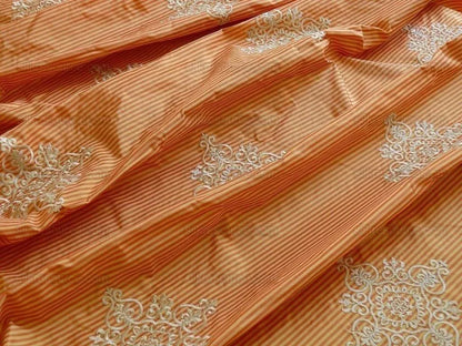 Highland Court 100%silk Taffeta Embroidery Orange Saffron