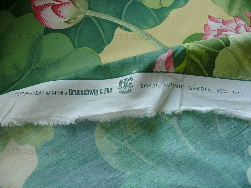 Brunschwig & Fils "nymphaea" Lotus Water-lily Pink Cotton Print