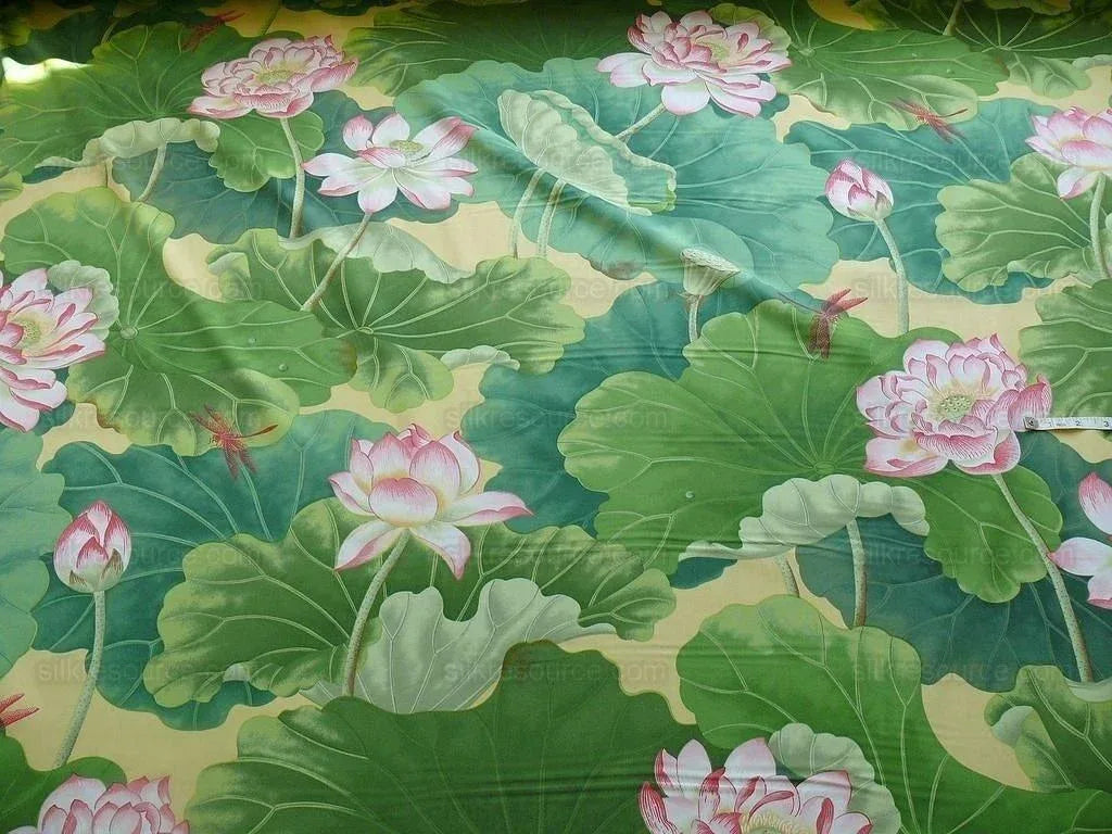 Brunschwig & Fils "nymphaea" Lotus Water-lily Pink Cotton Print