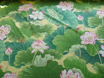 Brunschwig & Fils "nymphaea" Lotus Water-lily Pink Cotton Print