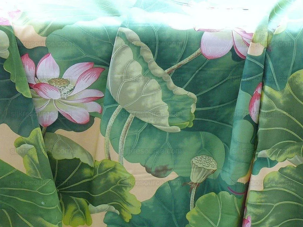 Brunschwig & Fils "nymphaea" Lotus Water-lily Pink Cotton Print