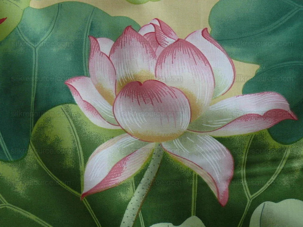 Brunschwig & Fils "nymphaea" Lotus Water-lily Pink Cotton Print