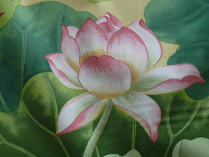 Brunschwig & Fils "nymphaea" Lotus Water-lily Pink Cotton Print