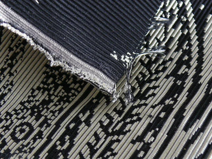 Maxwell Fabrics / Scalamandre "Bon Vivant" Silk Ottoman Paisley In Platinum Black White MSRP USD 319