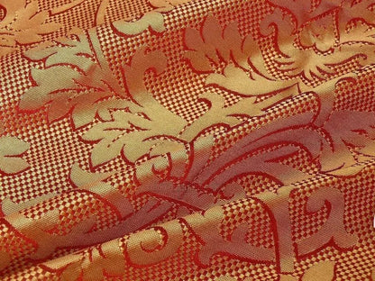 CLARENCE HOUSE "ANKARA" 100%SILK DAMASK BURGUNDY & COPPER GOLD