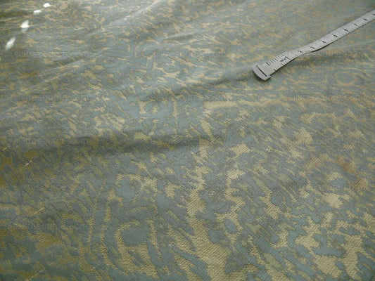 100% SILK LAMPAS IKAT MEDALLION "OCEAN" BLUE