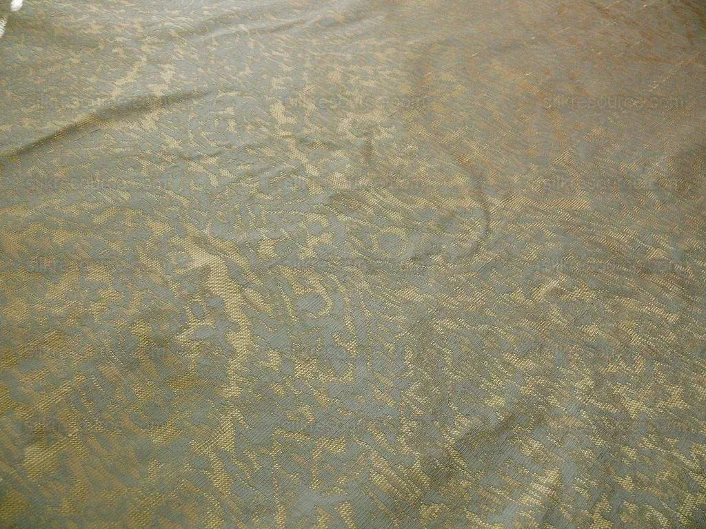 100% SILK LAMPAS IKAT MEDALLION "APRIL" TAN