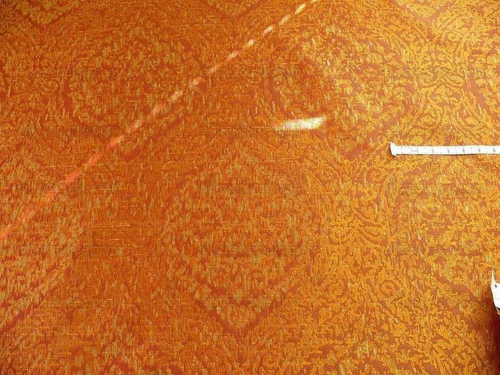 100% SILK LAMPAS IKAT MEDALLION "BURNISHED" RED