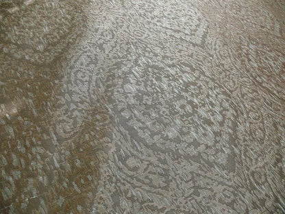 100% SILK LAMPAS IKAT MEDALLION "CLOUD" GRAY