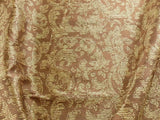 By Yard Filtered Sunray 100% Silk Damask Vine in Pin Stripe Paisley Java Brown Gold Strie MSRP USD 275
