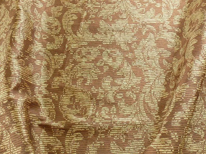 100% SILK DAMASK VINE W PIN STRIPE "JAVA" BROWN