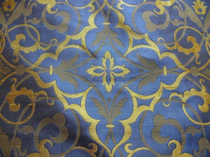 100% SILK JACQUARD FILIGREE MURAL "REGAL" BLUE