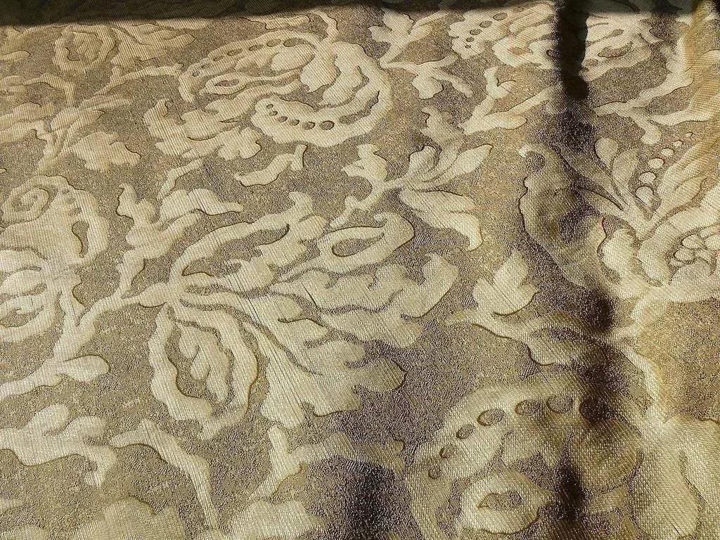 100% SILK JACQUARD PAPERCUT POM FLOWER "SHIMMER" GOLD