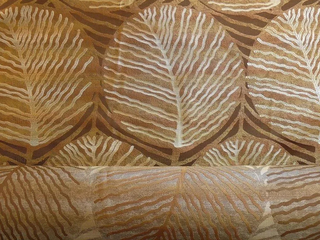 100% SILK LAMPAS CEDAR TREE "BOMBAY" TAN