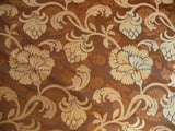 100% SILK LAMPAS CARNATION CREWEL "COGNAC" BROWN