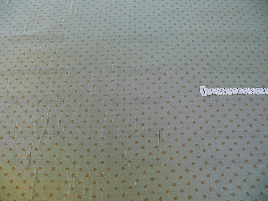 100% SILK DAMASK POLKA DOT "COIN" BLUE