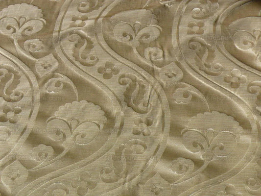 100%SILK DAMASK PEONY RIVER "MOONSTONE" ECRU