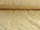100% Silk Damask Peony River - White Gold Ecru Cream