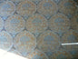 100% SILK LAMPAS AGED METAL LARGE MEDALLION "AZURE" BLUE