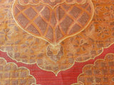 100% Silk Lampas Aged Metal Large Medallion "merlot" Red Gold MSRP USD 328/yard